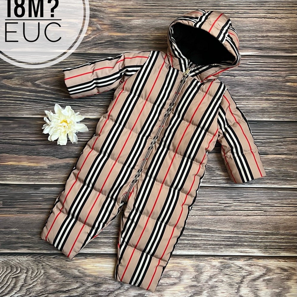 Burberry icon stripe down puffer snowsuit